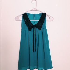 Teal Collared Tank Top
